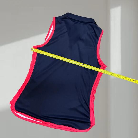 PGA TOUR Sleeveless Polo – Navy/Red/White Stripe (M) - Picture 5 of 6